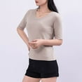 thumbnail image 4 of Mittory Womens Summer Tops V Neck Short Sleeve Loose Basic Tee Shirts Casual Comfy Vacation Clothes, 4 of 5