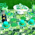 thumbnail image 4 of Uuowzo St Patricks Day Vinyl Tablecloth Flannel Backed 54x108 Inch Green White Yellow Clover Design for Dining Kitchen Table Protection and Holiday Party Use, 4 of 6