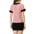thumbnail image 3 of INSPIRAR CHIC Blusas de manga corta con cuello de muñeca en contraste de lunares S Rosa Negro, 3 of 5