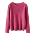 thumbnail image 5 of IUYRTFE Women's Round Neck Rhinestone Embellished Knit Sweater – Long Sleeve Crew Neck Pullover Top for Fall Winter Casual Daily Wear, 5 of 9