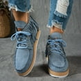 thumbnail image 2 of Fringe Ankle Boots for Women Suede Lace up Platform Winter Short Booties Casual Round Toe High Top Walking Shoes, 2 of 6