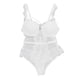 thumbnail image 1 of Body de encaje suave y elástico con escote en V profundo, ropa interior elegante de una pieza para mujer, noche de boda, luna de miel, blanco 75B, 1 of 14