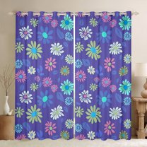 jejeloiu Cute Daisy Curtains Pack of 2 (42x84 Each),Kawaii Flower Curtains Blackout,Colorful Floral Bedroom Curtains For Girls Kids,Super Cozy Room Decor