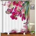 thumbnail image 2 of Cortina de Ducha Blanca Foohvr Floral Rosa 180 x 200 cm Poliéster Antimoho, 2 of 5