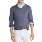 Bloomingdale's MED BLUE V-Neck Cotton-Cashmere Sweater, US 2X-Large