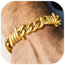 Bandmax 12MM Gothic Thorns Cuban Link Chain Bracelet for Men Women Stainless Steel Punk Barbed Wire Curb Chain Bracelet for Gift