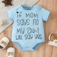 thumbnail image 1 of Newborn Infant Short Sleeve Romper "IF MY MOM SAYS NO" Graphic Crew Neck Bodysuit Onesies For Baby Girls And Boys Toddler Summer Clothes, 1 of 5