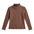 thumbnail image 4 of YHAJDS Girl Ruffle Sweatshirts Fall Pullover Shirts Solid Color Half Turtleneck Long Sleeve Ruffle Trim Fleece Elastic Base Tops, 4 of 6