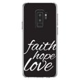 thumbnail image 1 of DistinctInk Clear Shockproof Hybrid Case for Samsung Galaxy S9+ PLUS (6.2" Screen) - TPU Bumper, Acrylic Back, Tempered Glass Screen Protector - Faith / Hope / Love - Black & White - Christ, 1 of 5