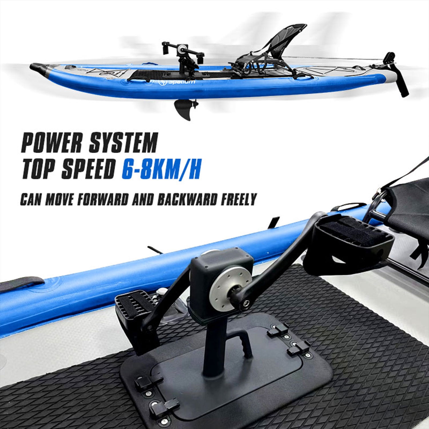 Spatium Pedal Boat Foot Pedal Fishing Kayak Inflatable PVC Reasonable Factory Price 11'*44"*4'' Adjustable Drifting Blue