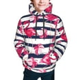 thumbnail image 5 of Kll Unisex Kids Boys Girls Hooded Pocket Pullover Hoodies-Dark Blue Stripes And Pink Flamingos, 5 of 9