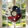 thumbnail image 4 of Independence Day Red White Blue Patriotic Garland Front Door Wreath Hanging Door Decoration Outdoor Indoor 4th of July Memorial Veterans Labor Day Party Home Holiday Decor Wreath Ornament, 4 of 6