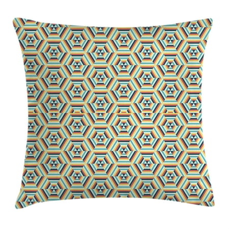 Pop Art Triangle Geometric Decor Throw Pillow Cushion Cover, Pop Art Style Retro Dimensional Gradient Fractal Triangle Figures Illustration, Decorative Square Accent Pillow Case, 16 X 16 Inches, Multi, by Ambesonne ()