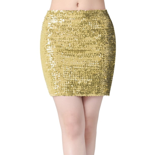 Gibobby faldas aesthetic Falda de lentejuelas a la cadera para mujer Falda corta de fiesta de fiesta de espectáculo de escenario Falda corta de fiesta de festival(Dorado, Talla única)