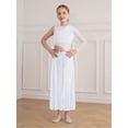 thumbnail image 5 of Haitryli Girls Contemporary Dance Dress Sheer Mesh Latin Jazz Lyrical Dance Outfits Modern Long Skirted Leotards White 6, 5 of 7