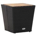 thumbnail image 1 of vidaXL Tea Table Black 41.5x41.5x43cm Poly Rattan and Solid Acacia Wood, 1 of 6