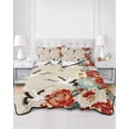 thumbnail image 2 of Quilts Twin Size Bedding Set, Japanese Style Lightweight Quilted Comforter, Country Vintage Blossom Peony Birds Soft Reversible Bedspread Coverlet with Pillow Covers for All Season, 68" x 86", 2 of 7