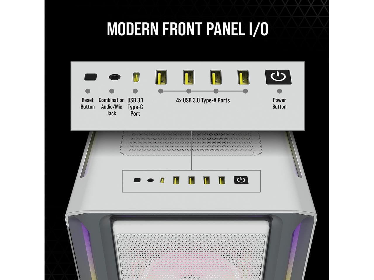 Corsair iCUE 5000T RGB CC-9011231-WW White Steel / Plastic / Tempered Glass ATX Mid Tower Computer Case