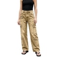 thumbnail image 2 of Fmbrln Womens Casual Loose Cargo Jeans Trendy Elastic Waist Button Multiple Pockets Denim Pants, 2 of 6