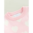 thumbnail image 5 of Bagilaanoe Toddler Baby Girl Knitted Sweater Long Sleeve Heart Print Pullover 18M 24M 3T 4T 5T 6T Kids Warm Jumpers Tops Fall Loose Knitwear, 5 of 8