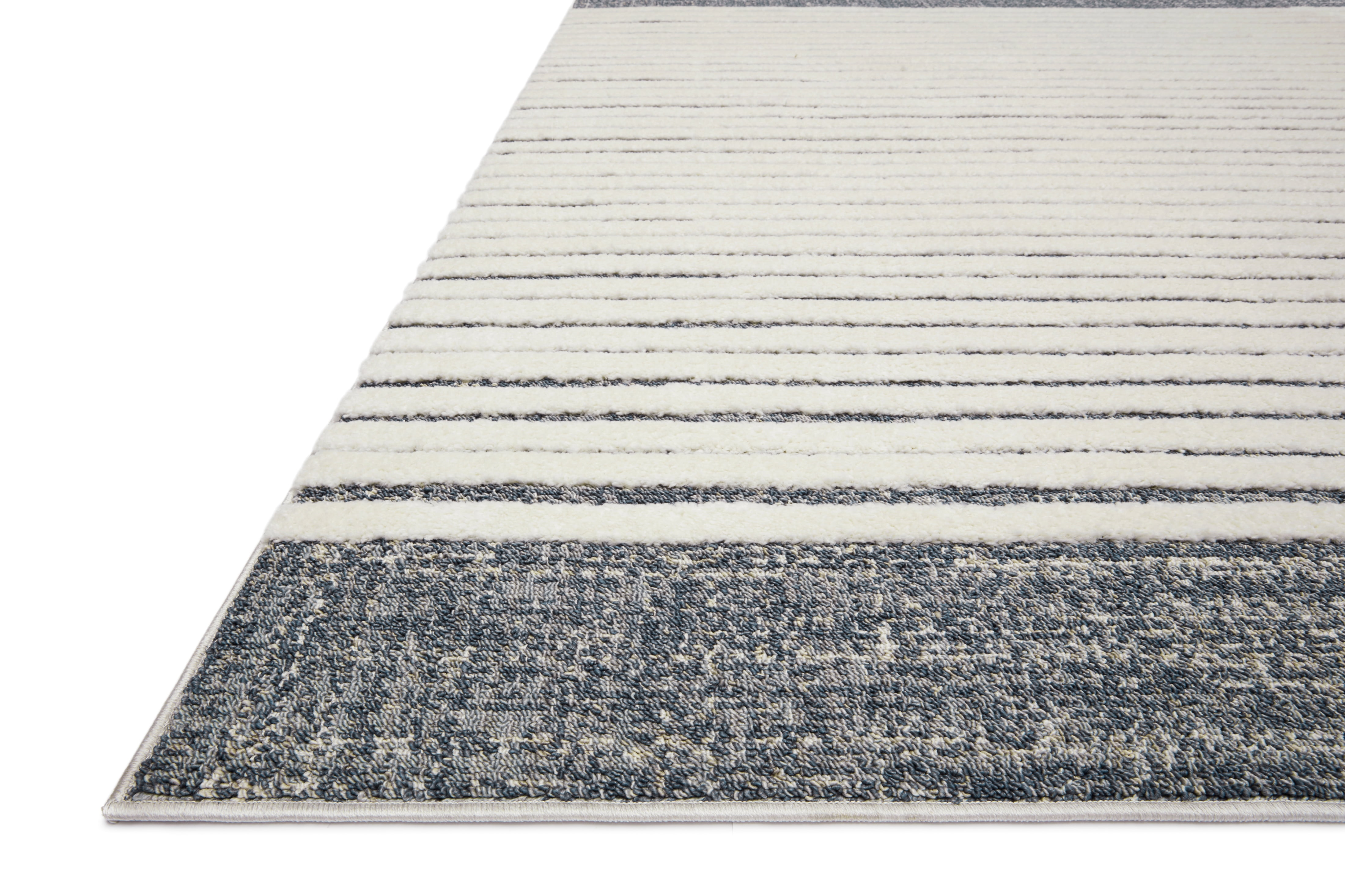 Loloi Hagen HAG-01 White / Ocean Striped Area Rug 18" x 18" Sample Swatch