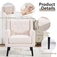 thumbnail image 4 of Ebello Linen Accent Chair, Mid-Century Modern Upholstered Armchair with Thick Padded Seat for Living Room, Bedroom, Easy Assembly, Beige, 4 of 9