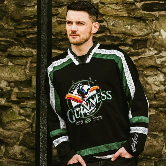 Guinness Ice Hockey Shirt – Black & Green, XX-Large