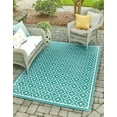 thumbnail image 1 of Rugs.com Outdoor Lattice Collection Rug – 9' x 12' Teal Flatweave Rug Perfect For Living Rooms, Large Dining Rooms, Open Floorplans, 1 of 8