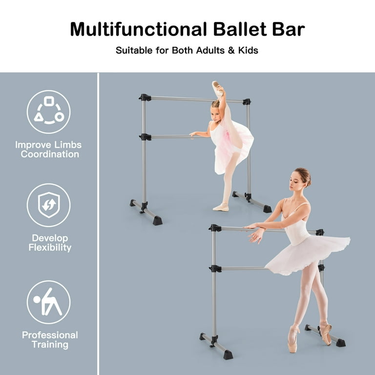 4 Foot Portable Freestanding Double Ballet Barre - Costway