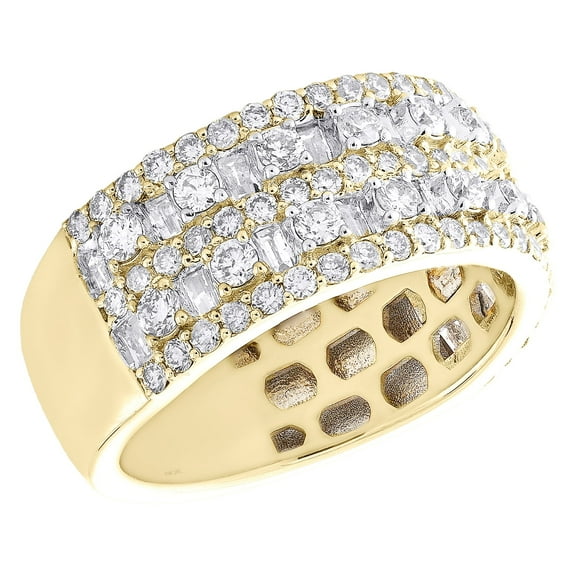 10K Yellow Gold Baguette Diamond Mens 10mm Tier Wedding Anniversary Band 2.25 CT