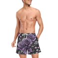 thumbnail image 3 of FORMRS Mens Swim Trunks Mesh Liner Quick Dry Casual Beach Board Shorts with Pockets, Sizes S-2XL, Purple Roses, 3 of 9