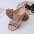 thumbnail image 4 of Women’s Comfort Wedge Slip on Sandals Ankle Strap Buckle Casual Summer Orthopedic Open Toe Low Heel Platform Sandals, 4 of 4