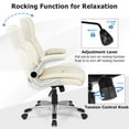 thumbnail image 6 of Costway PU Leather Swivel Office Desk Chair with Flip Up Armrest, Beige, 6 of 12