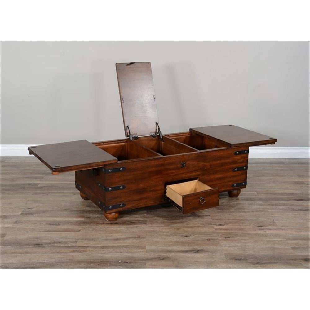 Sunny Designs Santa Fe 48" Traditional Wood Trunk Coffee Table in Dark Chocolate