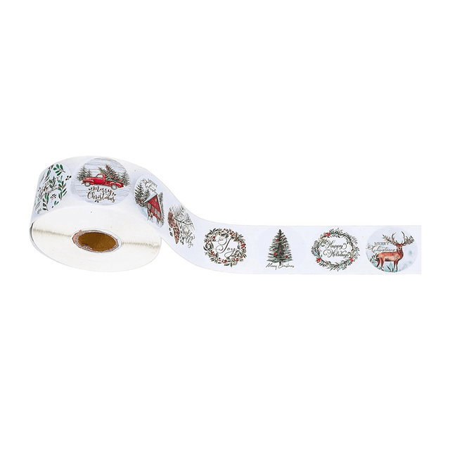500 Piezas de 1 Pulgada de Etiquetas de de Feliz Navidad, Saludos Festivos, Decoraciones de Agradecimiento, Serie de Pegatinas para Cajas de Regalo