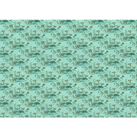 Ahgly Company Indoor Rectangle Patterned Medium Sea Green Area Rugs, 7' x 10'