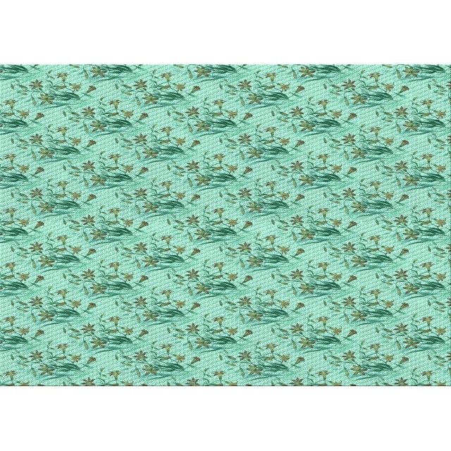 Ahgly Company Machine Washable Indoor Rectangle Transitional Medium Sea Green Area Rugs, 2' x 5'