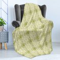 thumbnail image 4 of Botanical Soft Flannel Fleece Throw Blanket, Repeating Pattern with Silhouettes of Olive on Leafy Branches, Cozy Plush for Indoor and Outdoor Use, 50" x 60", Avocado Green Ivory, by Ambesonne, 4 of 5