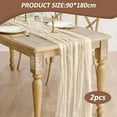 thumbnail image 2 of 2pcs Gauze Table Runner, 90*180cm, Boho Table Runner, Rustic Sheer Table Decoration for Wedding, Festival Party Table Flag, 2 of 5