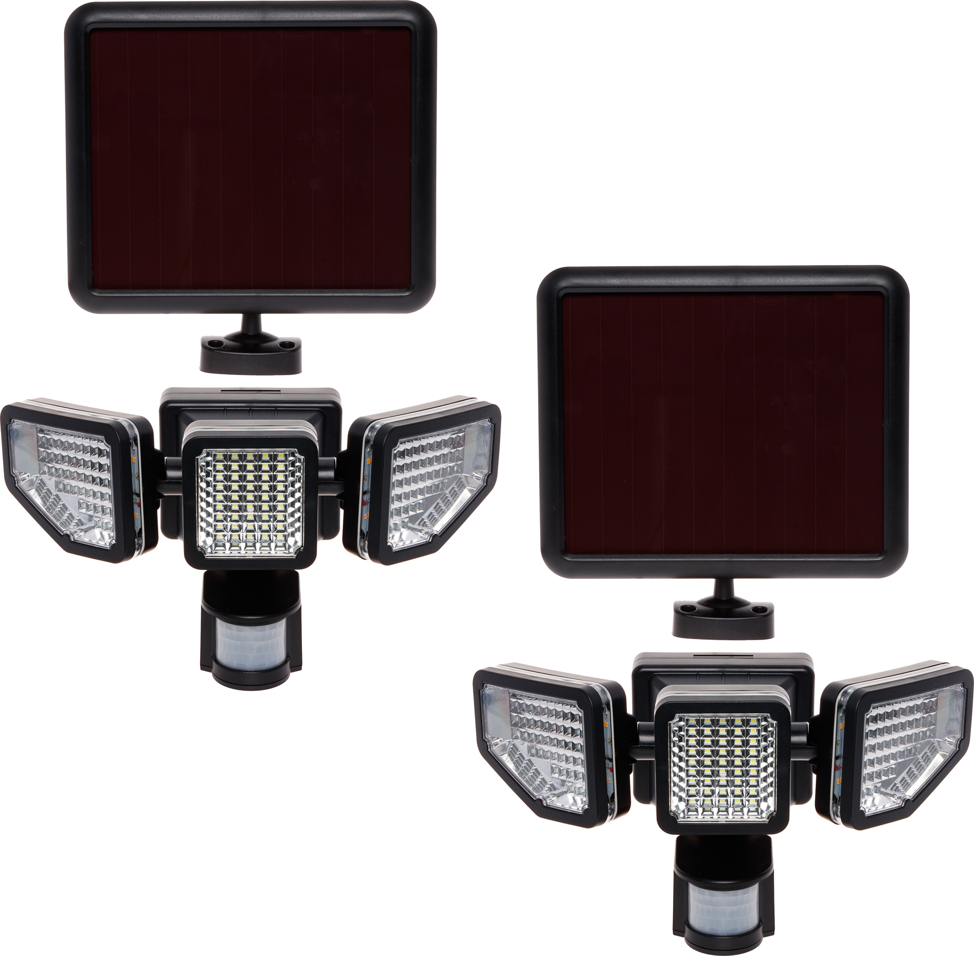 2 Pack GreenLighting Corner Mount 1200 Lumen Triple Head PIR Solar
