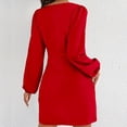 thumbnail image 5 of Oksale Cross V Neck Mini Dresses for Women Trendy Long Sleeve Winter Dress Sexy Cozy Soft Wedding Party Satin Dresses for Holiday Red M, 5 of 9