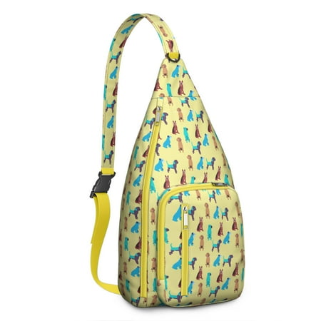 Pet Lover s Shoulder Bag - Hand-drawn Dog Graphic Sling Backpack (Lightweight Chest Bag  Easy Access Pockets)