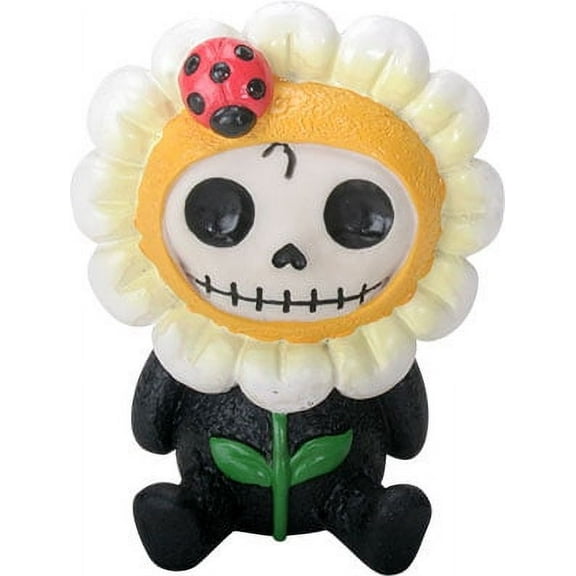 Ebros Gift Furrybones Daisy Figurine Sunflower Hooded Skeleton Monster with Ladybug Collectible Sculpture Decorative