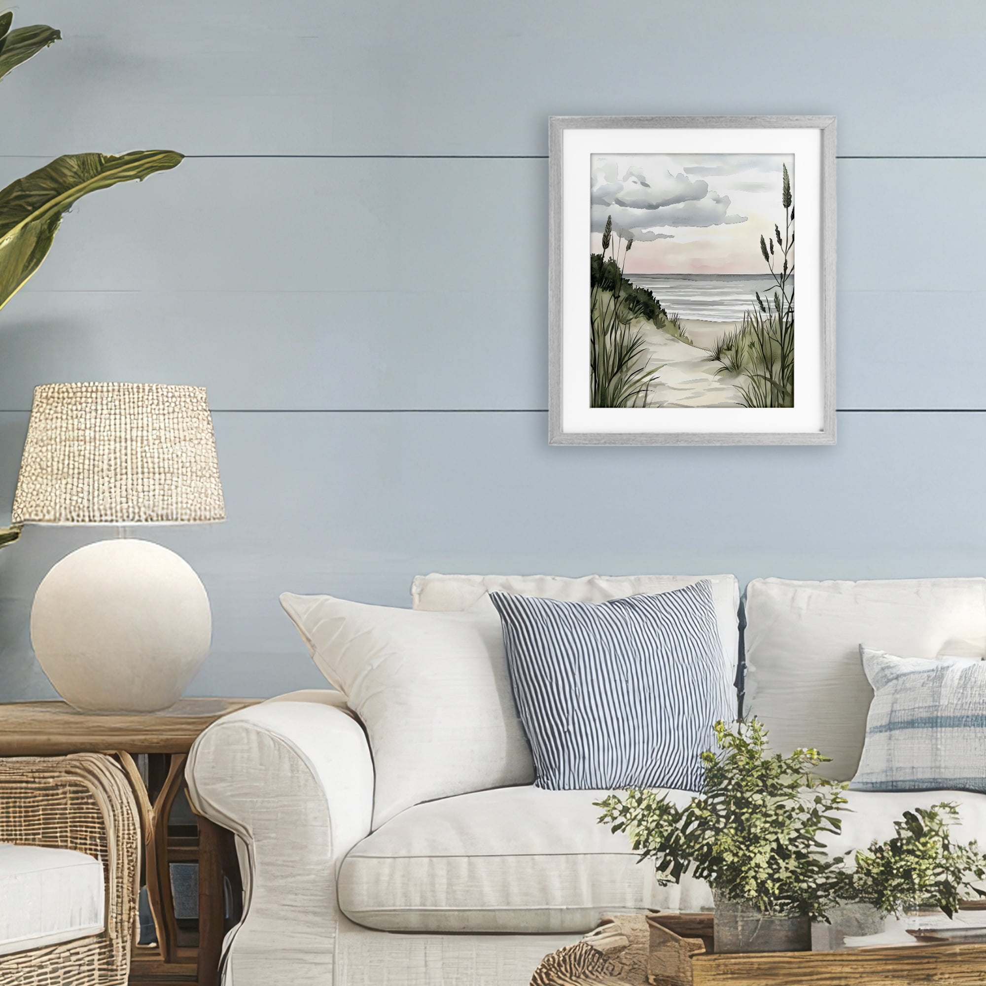 Stupell Industries Coastal Calm Seaside Dunes Gray Framed Print Under Glass, design by Riley B