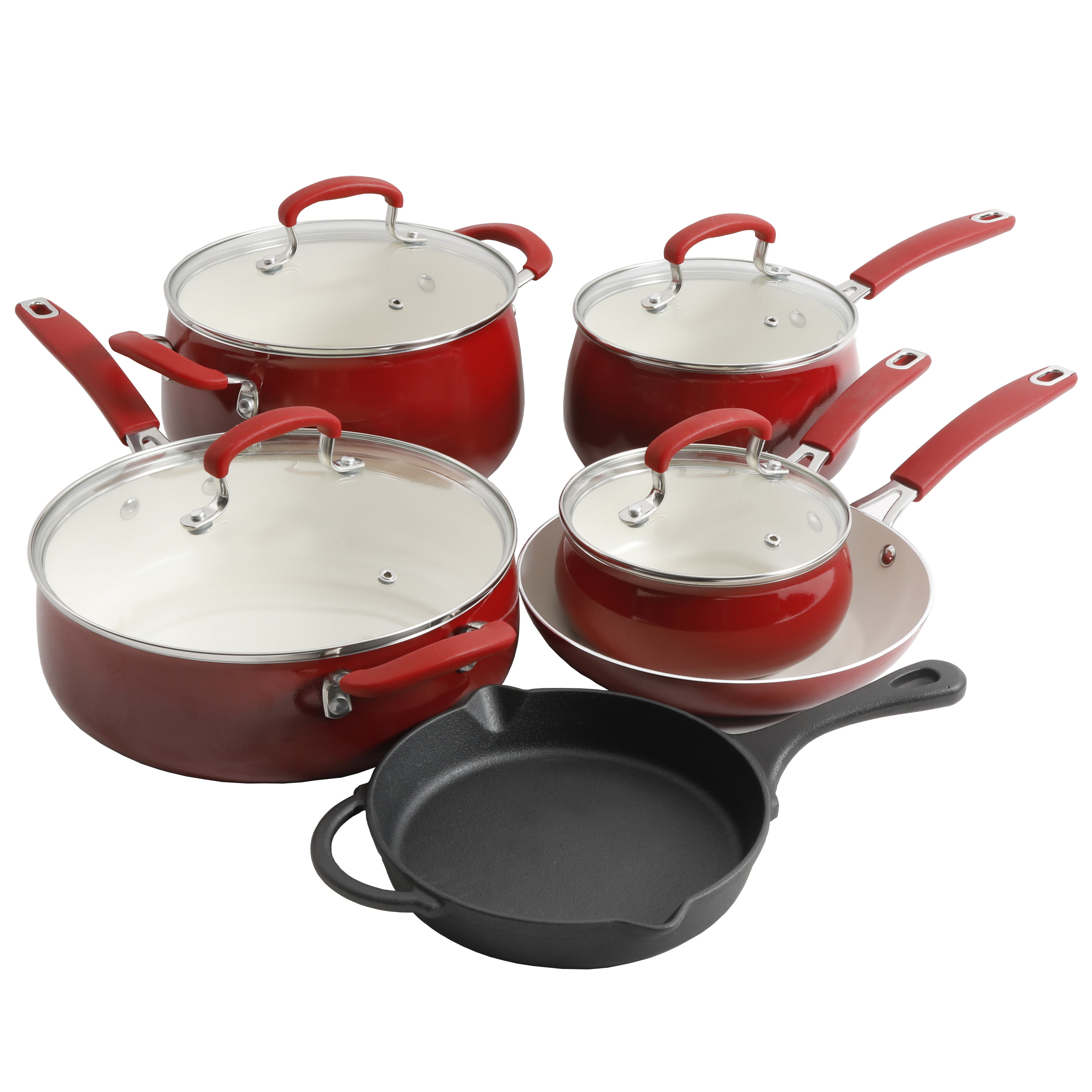 The Pioneer Woman 10-Piece Classic Belly Mint Cookware Set With Cast Iron  Skillet for Sale in Sacramento, CA - OfferUp
