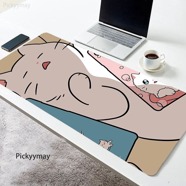Alfombrilla de ratón Kawaii Cat para ordenador, alfombrilla de ratón grande de Anime para estudiantes, teclado de oficina para ordenador portátil, alfombrilla de escritorio de goma suave XXL LIUWENJING unisex