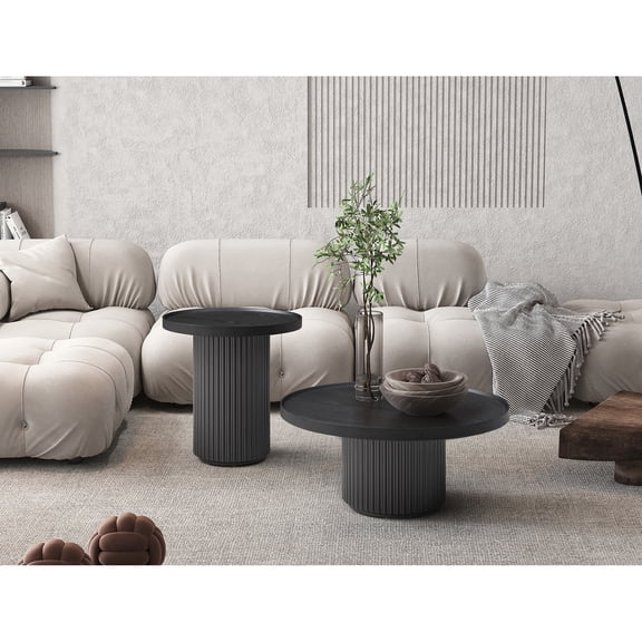 Whiteline Modern Living Heidi Coffee Table, Smoke Oak Top, Wood Base in Silver Matte Grey
