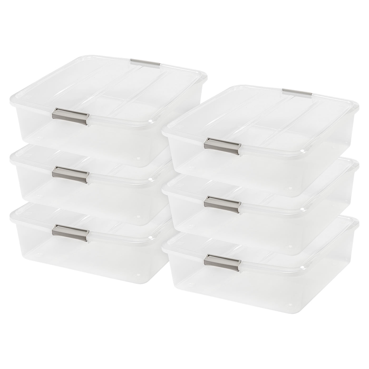 IRIS USA, 33 Quart Buckle Up Storage Box, 6 Pack, Clear