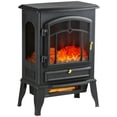 thumbnail image 1 of HOMCOM Poêle de Cheminée Électrique 22 Pouces avec Effet de Flamme de Bûche Réaliste 3D, 1 of 10