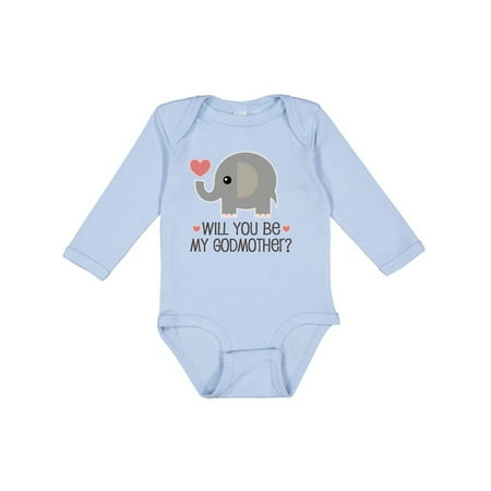 

Inktastic Will You Be My Godmother Gift Baby Boy or Baby Girl Long Sleeve Bodysuit